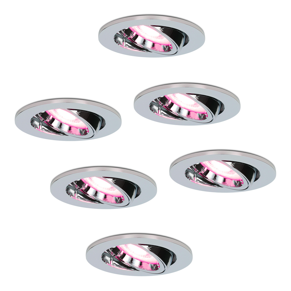 6x Maya Smart Inbouwspots - Kantelbaar - Wifi + Ble - RGBWW - Chroom