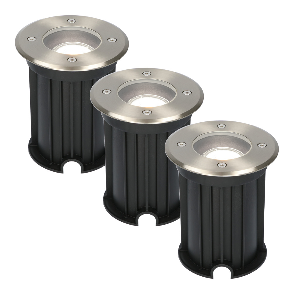 3x Maisy LED-Bodeneinbaustrahler - Ø12cm - GU10 - Dimmbar - 4W 345lm - 6500K - IP67