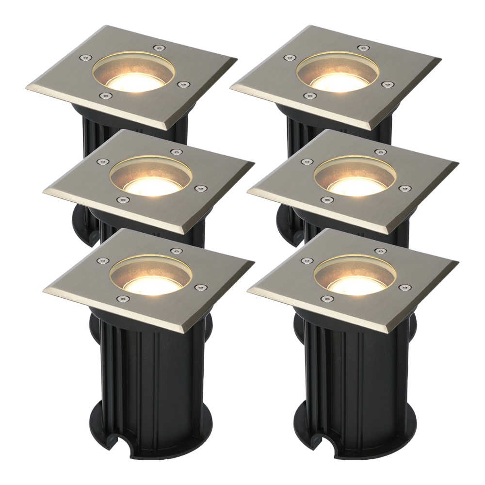 6x Ramsay LED Grondspots  - Dimbaar - GU10 - 4W 345lm - 2700K - IP67 - RVS