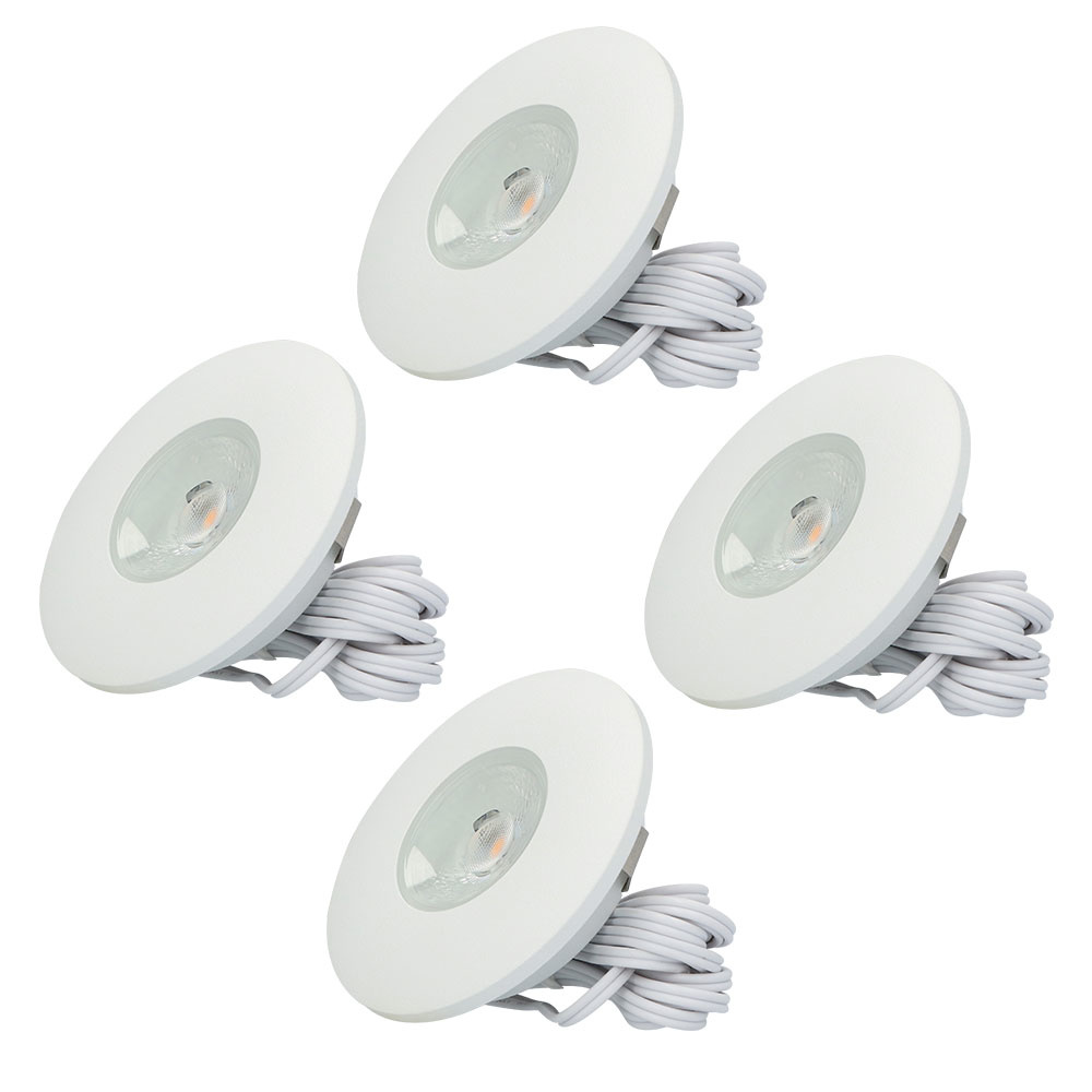 4x Pavo LED Inbouwspots Plat - 3W 260 Lumen - 2700K - Wit