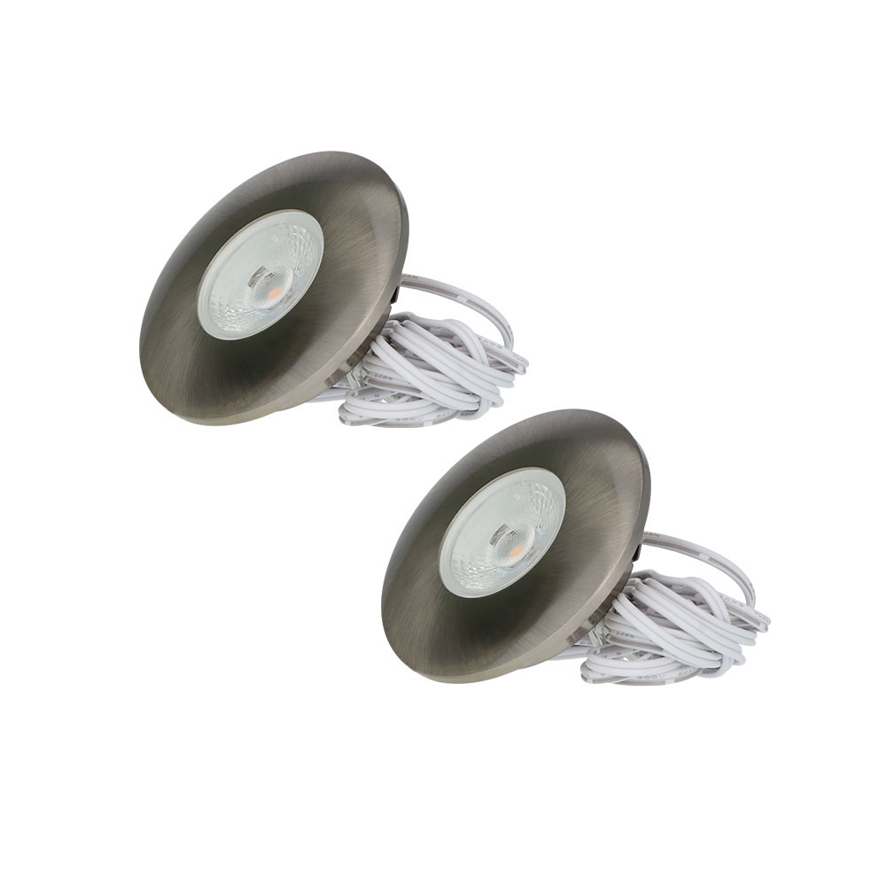 2x Pavo LED Recessed Downlights Thin - 3W 260 Lumen - 2700K - Stainless steel