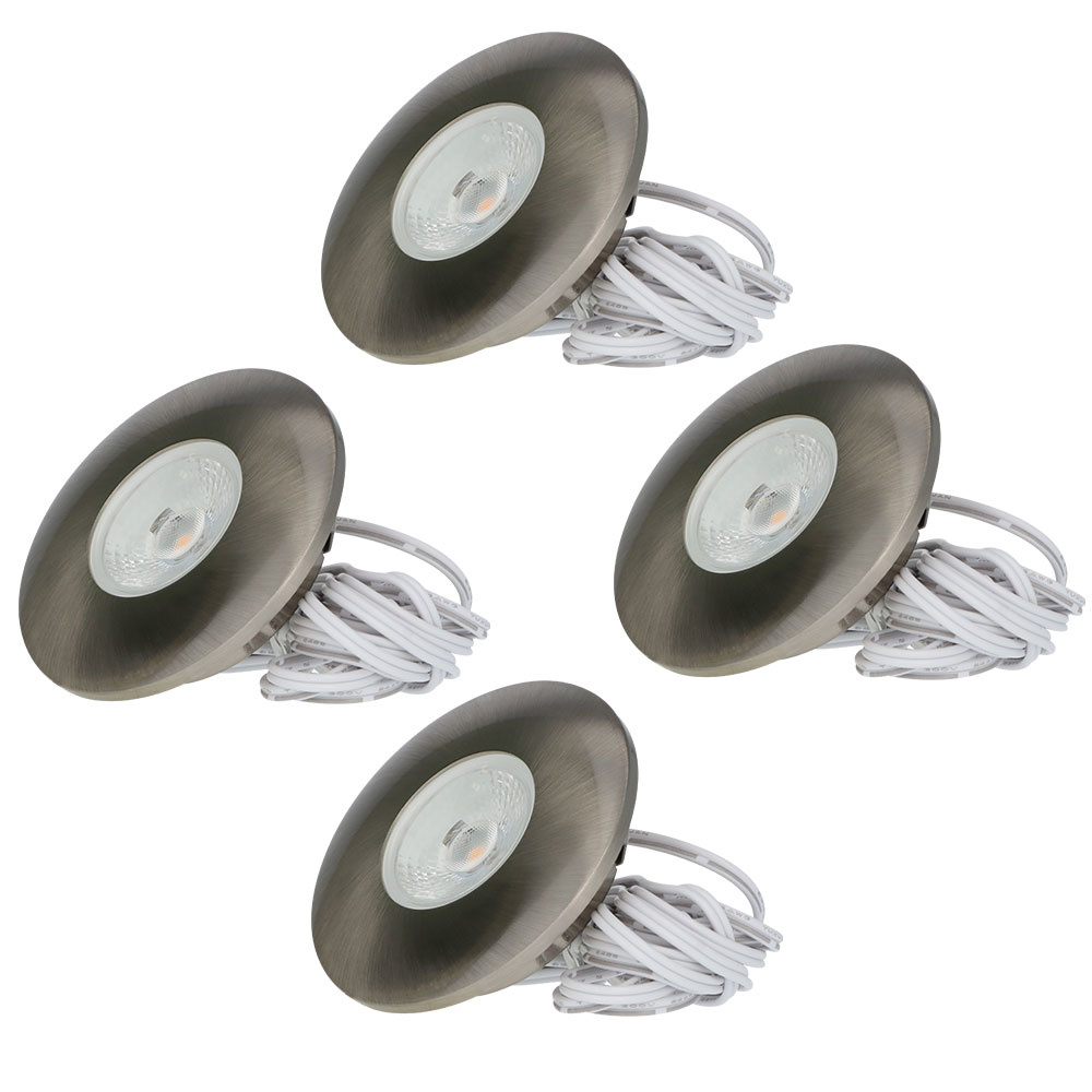 4x Pavo LED Inbouwspots Plat - 3W 260 Lumen - 2700K - RVS