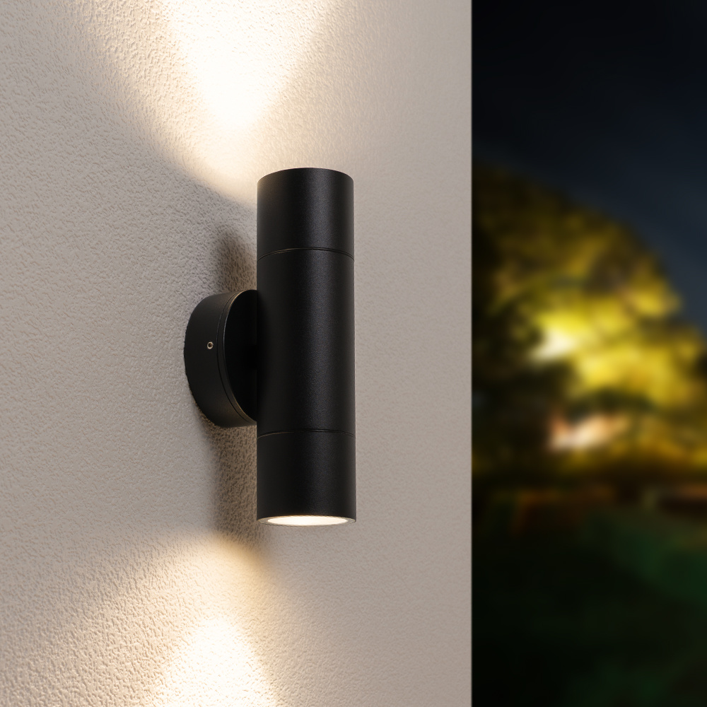 Dax LED Wandlamp - 8W 690lm - GU10 - 4000K - IP65 - Zwart - Dimbaar