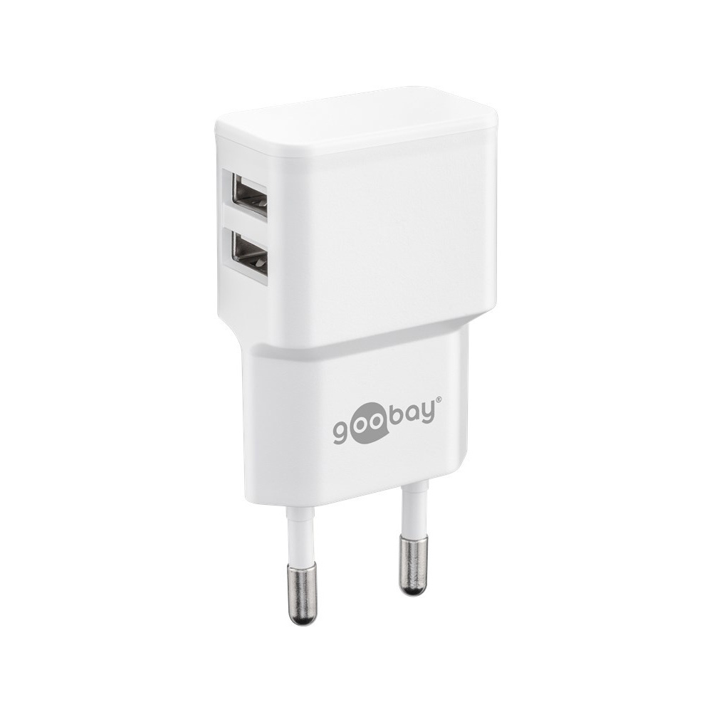 USB - A - adapter - USB - A - lader - 2 poorts - 2400mA - 12W - Wit