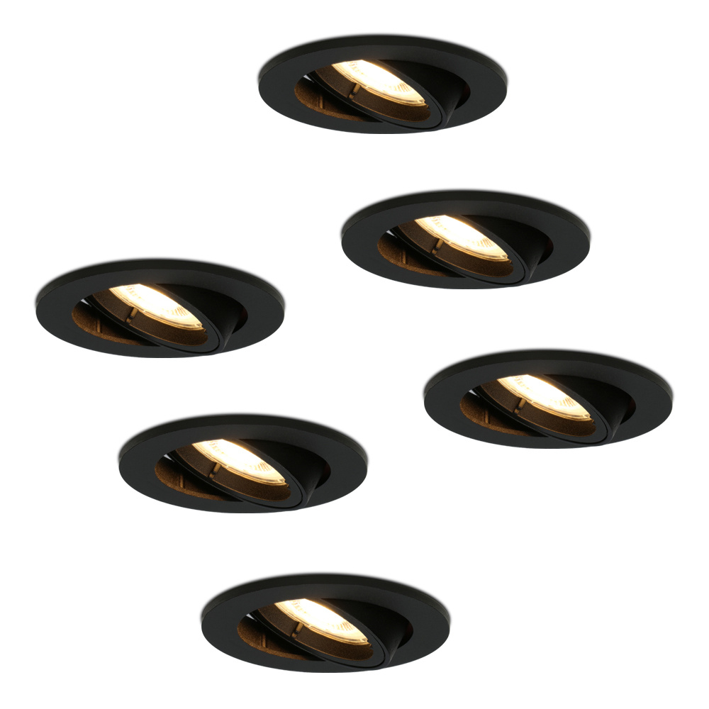 6x Oslo LED Einbaustrahler - 4W 345lm - 2700K - Schwenkbar - Schwarz