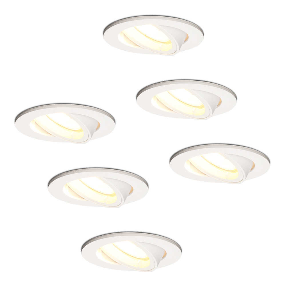 6x Dublin LED Einbaustrahler - 4W 345lm - Schwenkbar - 2700K - IP20 - Weiß