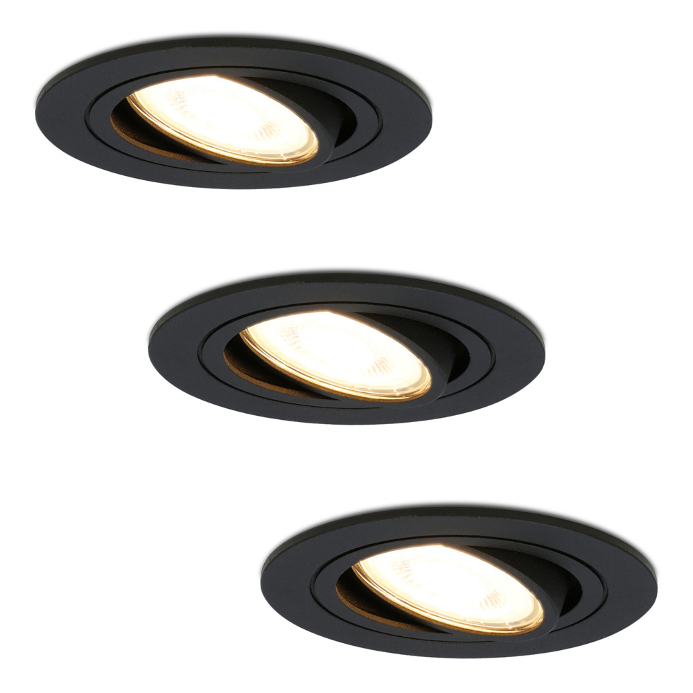 3x Miro LED Einbaustrahler - 4W 345lm - 2700K - Dimmbar Schwenkbar - Schwarz