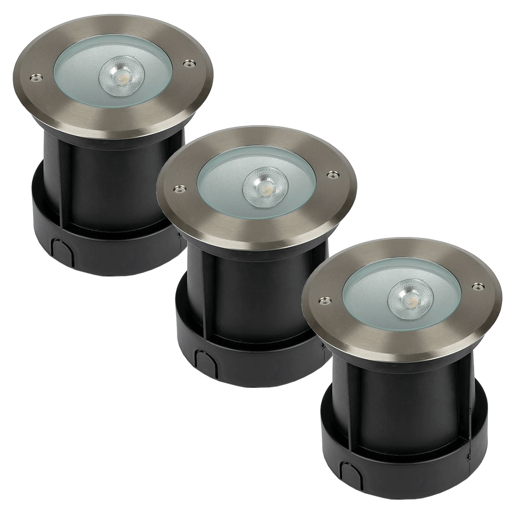 3x Oblique LED Grondspots - 8W 350lm - 4000K - RVS - IP67