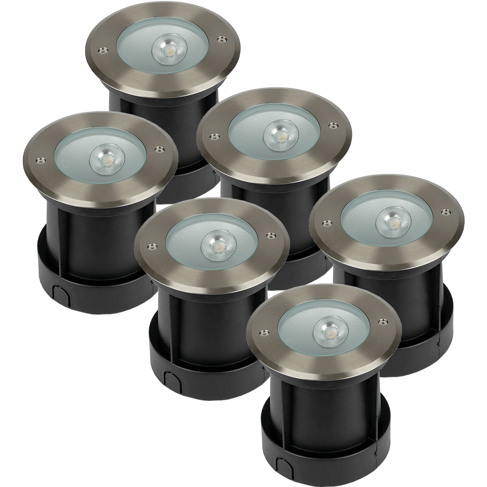 6x Oblique LED Grondspots - 8W 350lm - 4000K - RVS - IP67