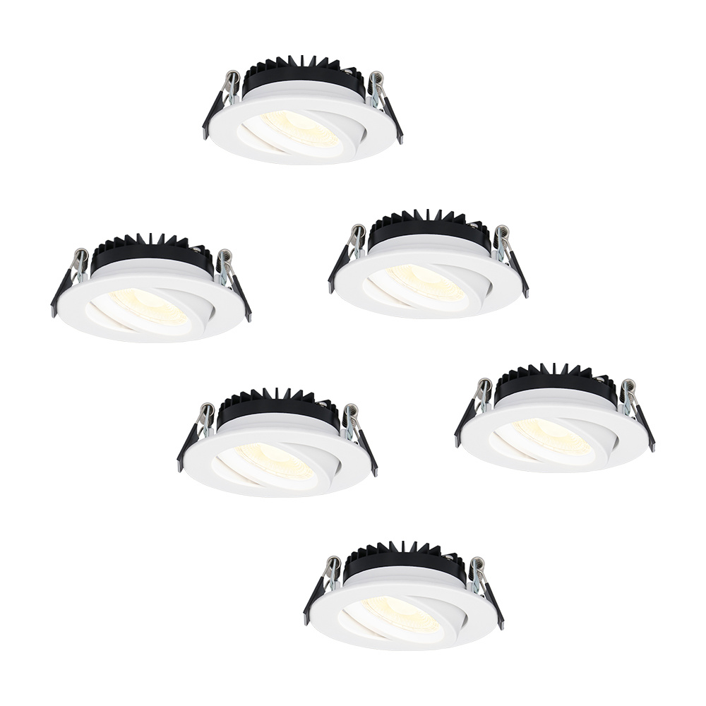 6x Rome LED Inbouwspots Plat - 6W 430lm - Kantelbaar - Dimbaar - IP44 - 2700K - Wit