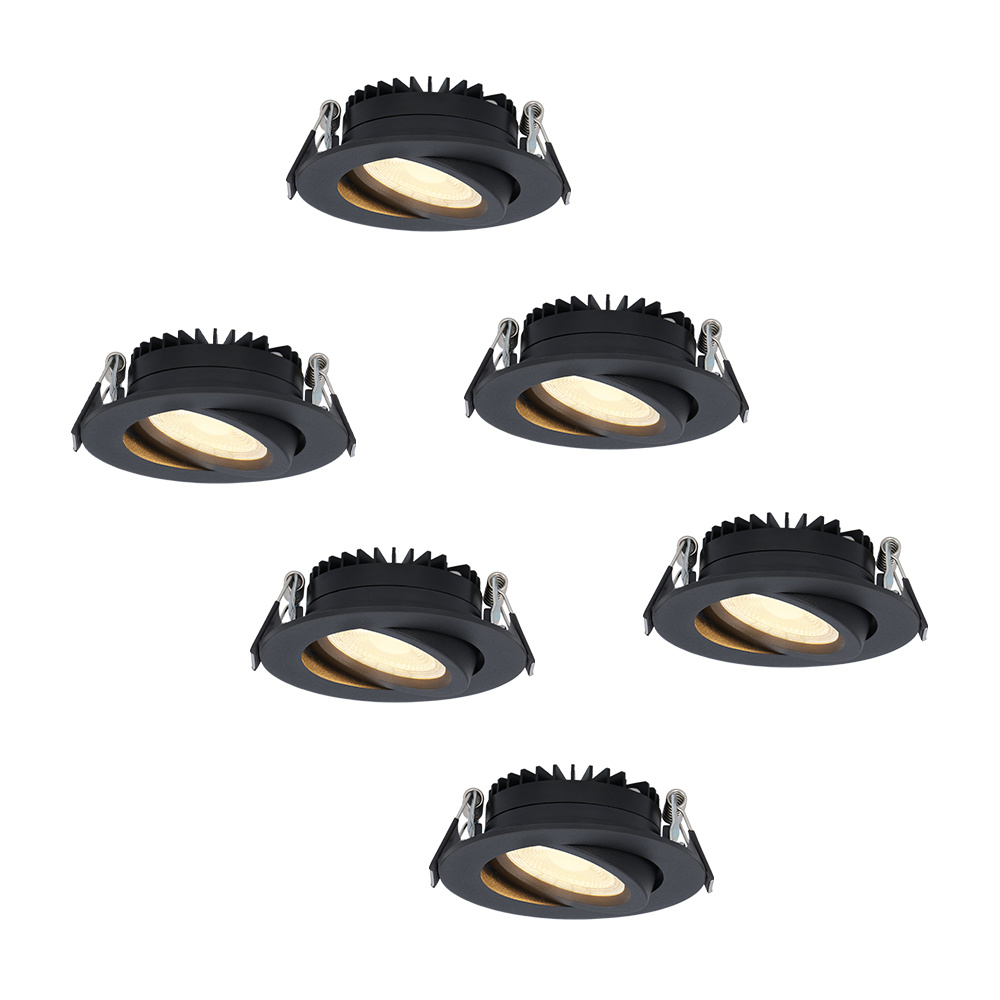 6x Rome LED Inbouwspots Plat - 6W 430lm - Kantelbaar - Dimbaar - IP44 - 2700K