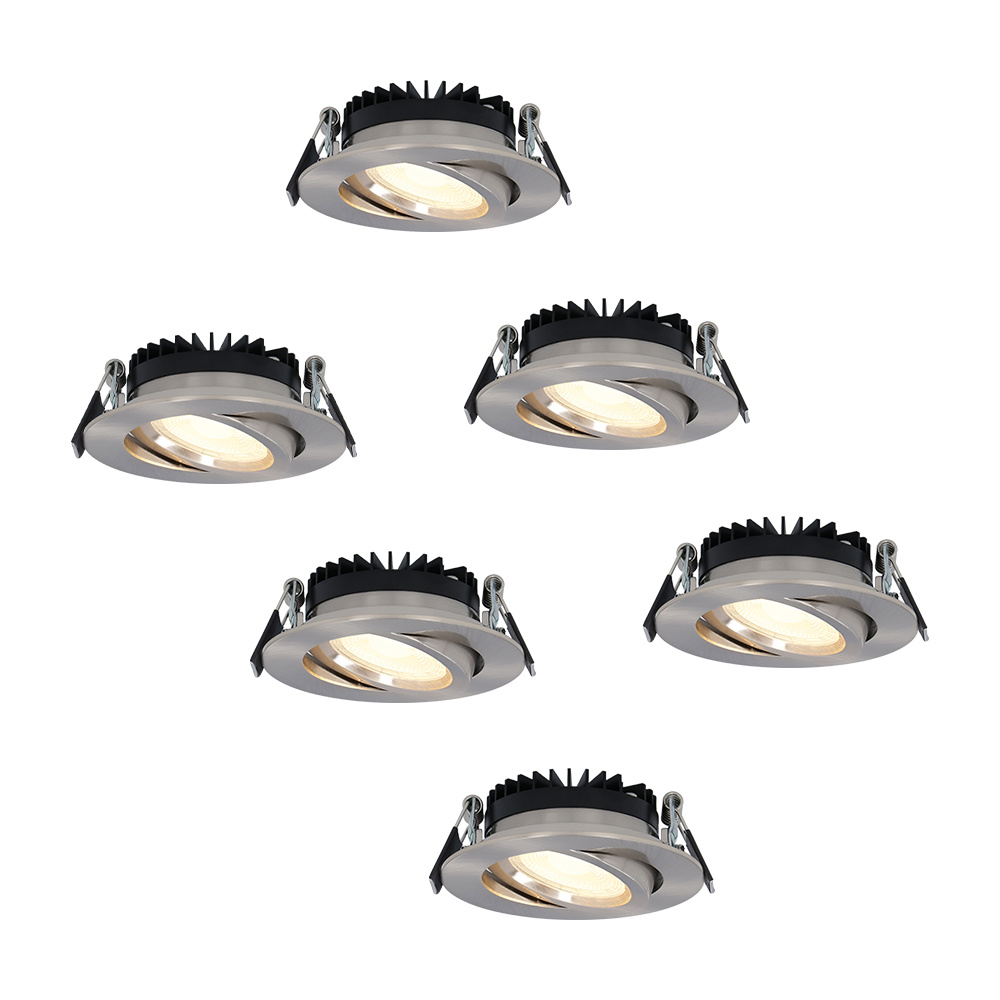 6x Rome LED Einbaustrahler flach - 6W 430lm - Schwenkbar - Dimmbar - 2700K - IP44