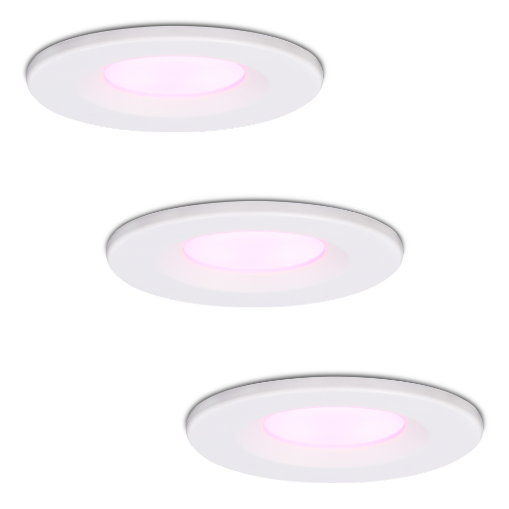 3x Venezia Smart Inbouwspots - 6W 450lm - Wifi + Ble - RGBWW - IP65 - Wit