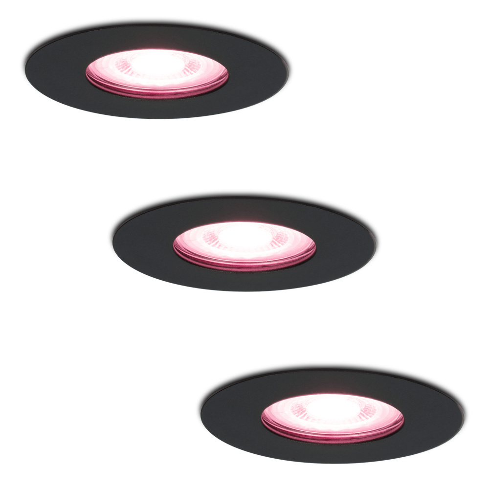 3x Bari Smart Inbouwspots - Wifi + Ble - RGBWW - 5,5W 345lm - Zwart