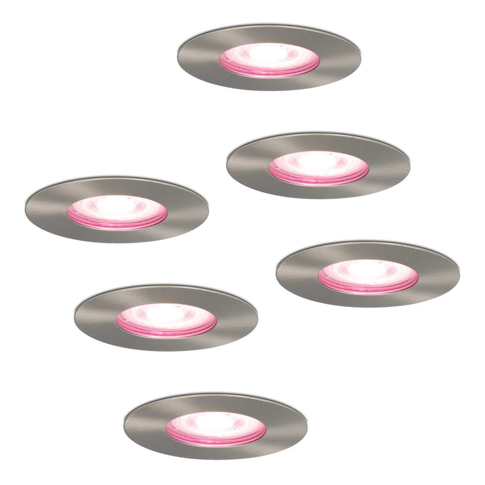 6x Bari Smart Inbouwspots - Wifi + Ble - RGBWW - 5,5W 345lm - RVS