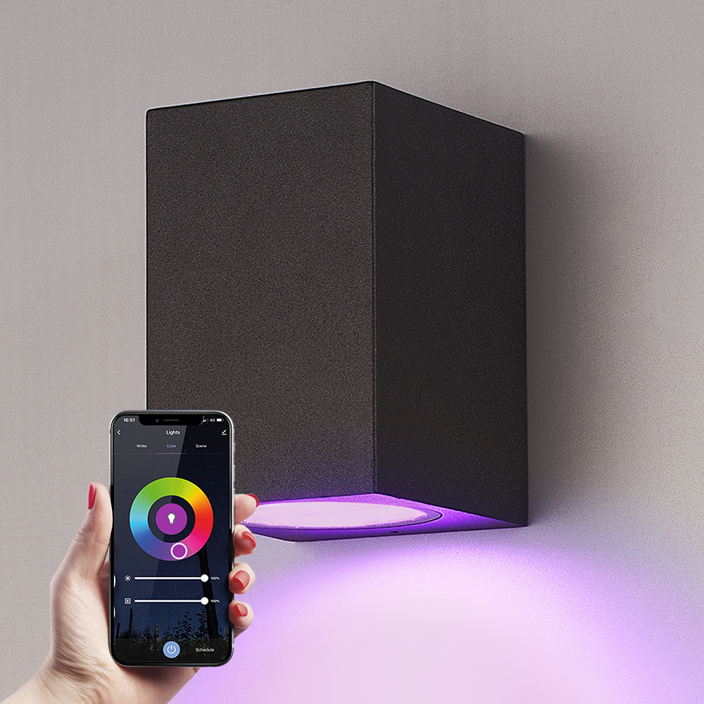 Marion Smart væglampe - 5,5W 345lm - Wifi + Ble - RGBWW - IP65 - GU10 - Sort