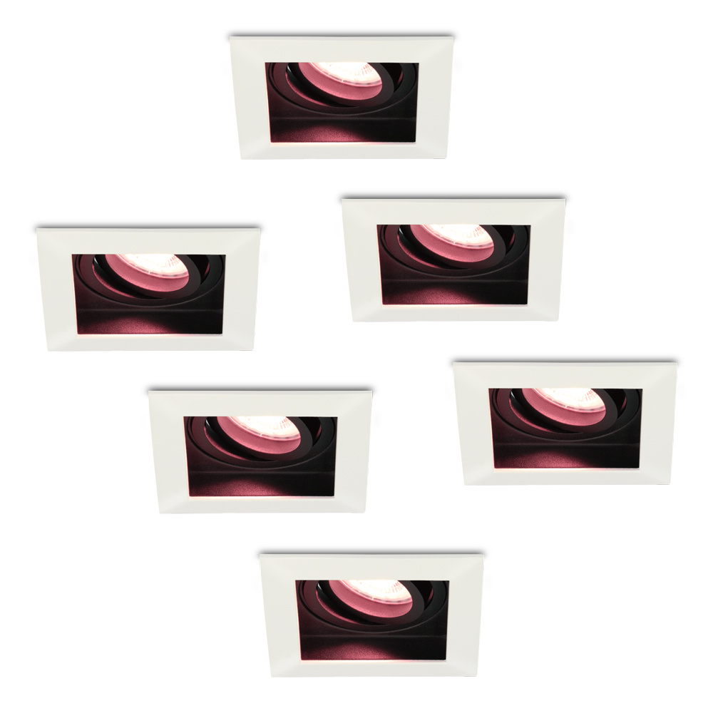 6x Durham Smart Einbaustrahler Eckig - Schwenkbar - Blendfrei - Wifi - RGBWW - GU10