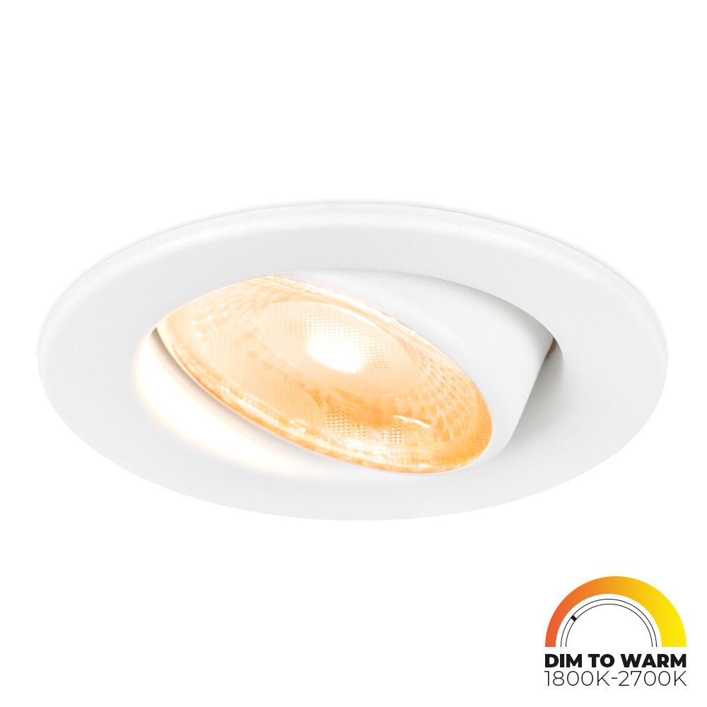 Malta LED indbygningsspots - Rund - Vipbar - 5W 480lm - Dim to warm - IP44 - Hvid