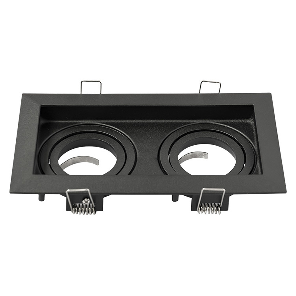 Durham Dubbel LED Inbouwspot - Armatuur - GU10 fitting - IP20 - Vierkant - Zwart