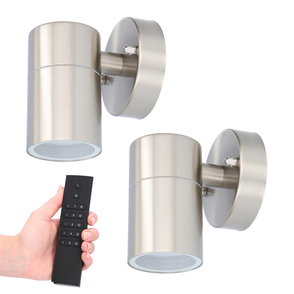 2x Mason LED Wandlamp - Dimbaar - 4W 345lm - GU10 - 2700K - RVS - Incl. dimmerset