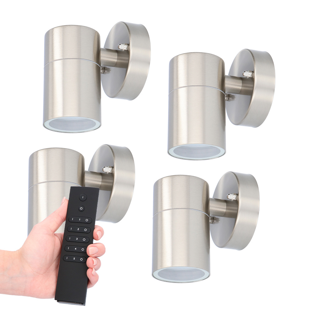 4x Mason LED Wandlamp - Dimbaar - 4W 345lm - GU10 - 2700K - RVS - Incl. dimmerset