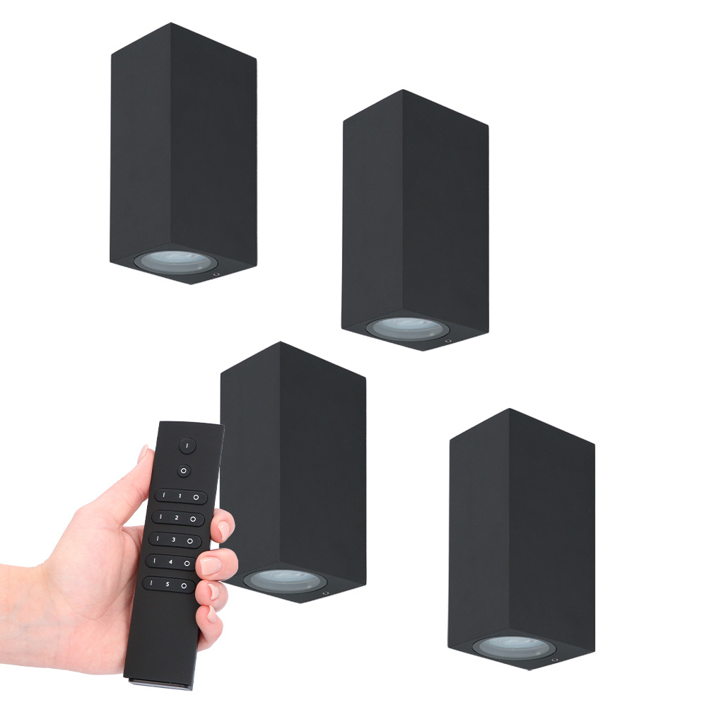 4x LED wandlamp Selma - Dimbaar - 8W 690lm - 2700K - GU10 - IP65 - Incl. dimmerset