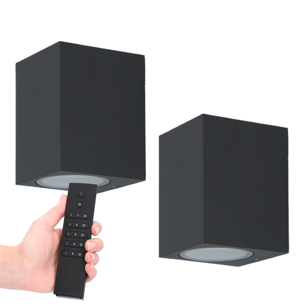 2x Marion LED Wandlamp - Zwart - 4W 345lm - 2700K - GU10 - IP65 - Incl. dimmerset