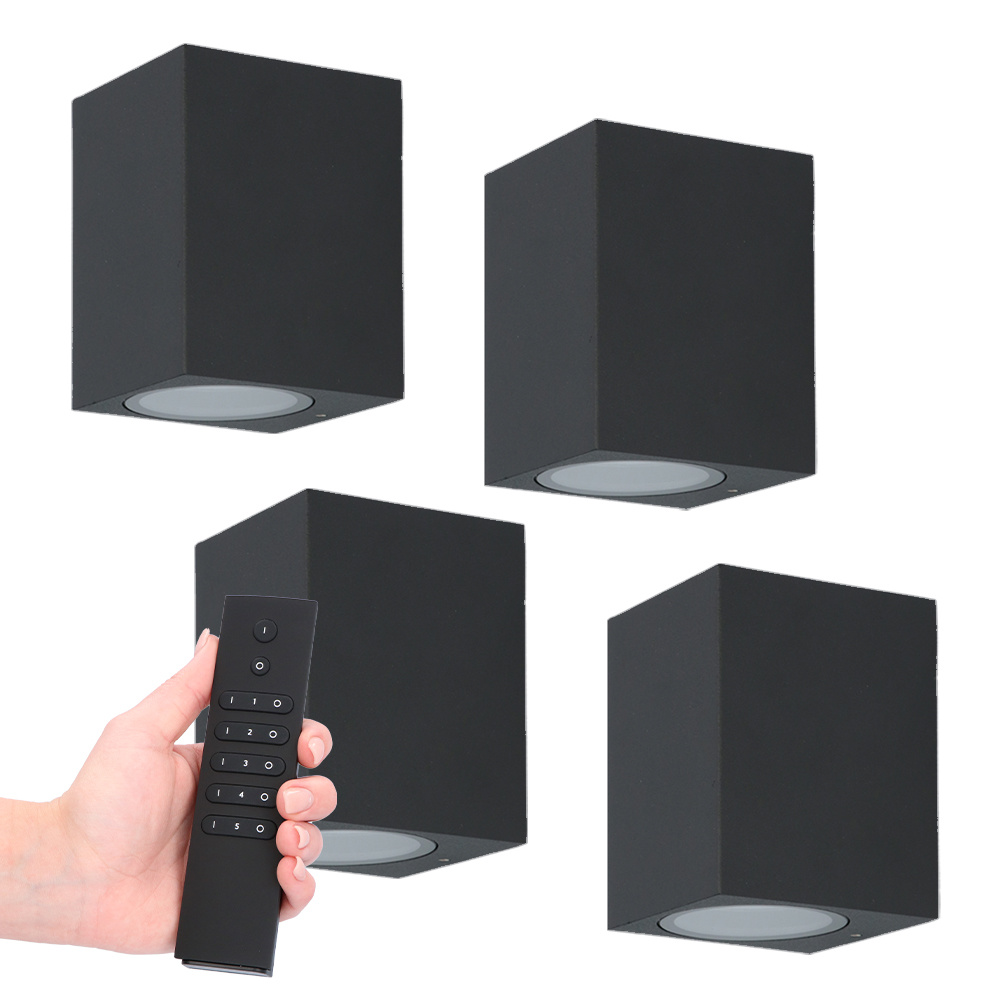 4x Marion LED wandlamp - Zwart - 4W 345lm - 2700K - GU10 - IP65 - Incl. dimmerset