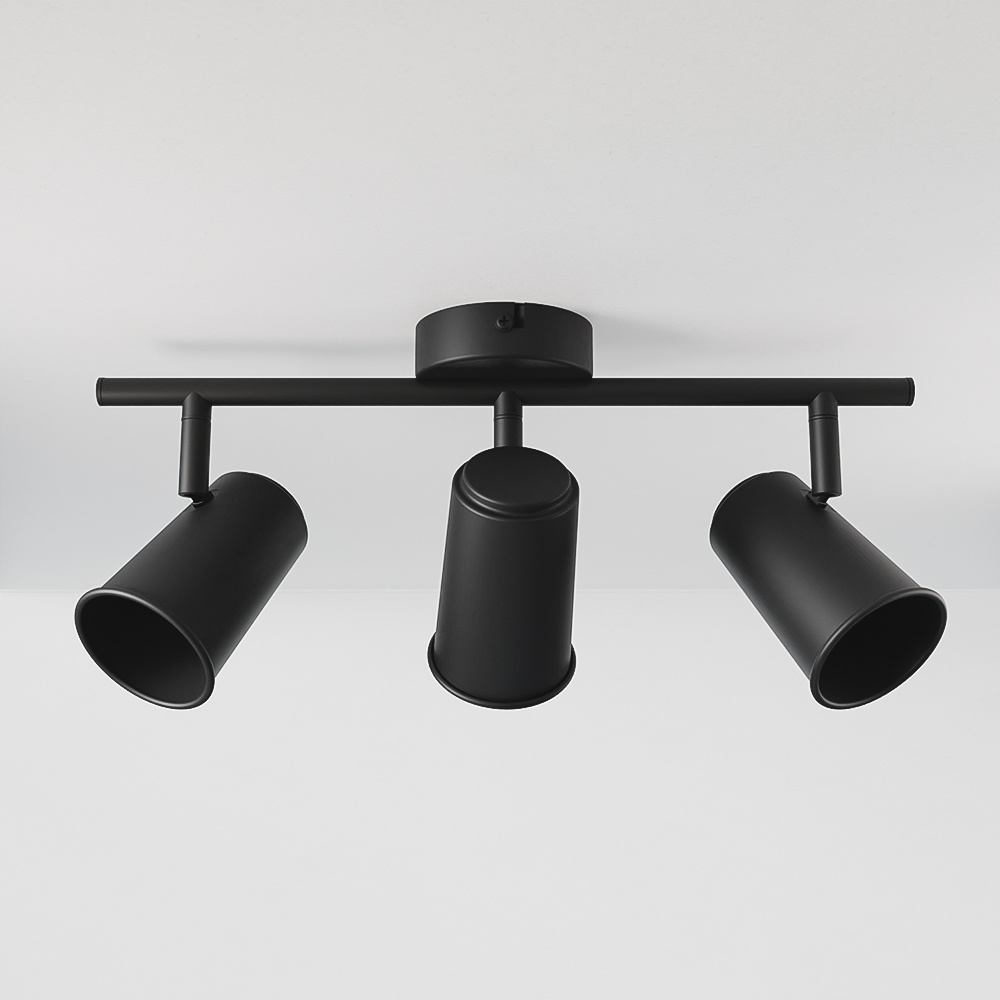 Riga LED Plafondlamp - 3 spots - Kantelbaar - GU10 - IP20 - Zwart