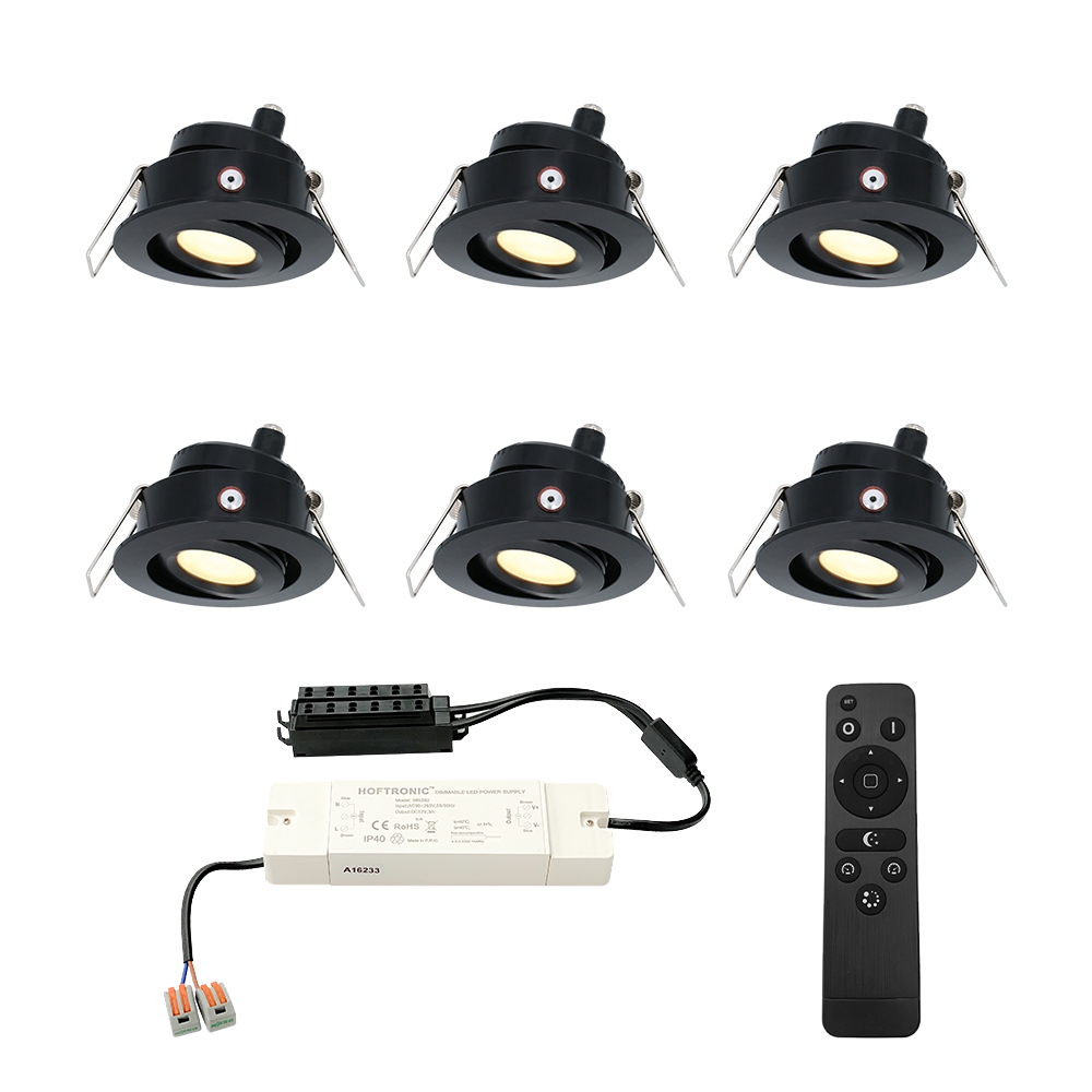 6x Sienna Mini 12V LED Inbouwspots - 3W 200lm - Kantelbaar - 2700K - IP44