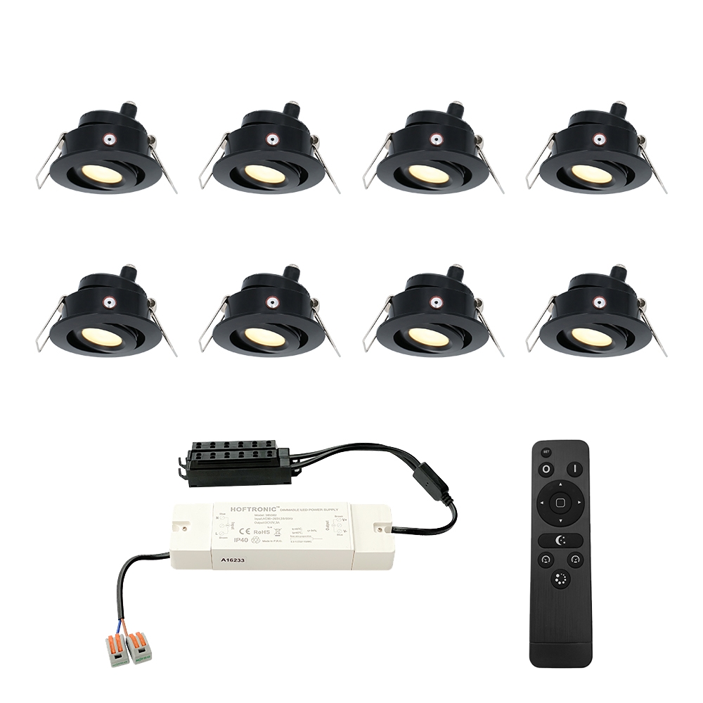 8x Sienna Mini 12V LED Inbouwspots - 3W 200lm - Kantelbaar - 2700K - IP44