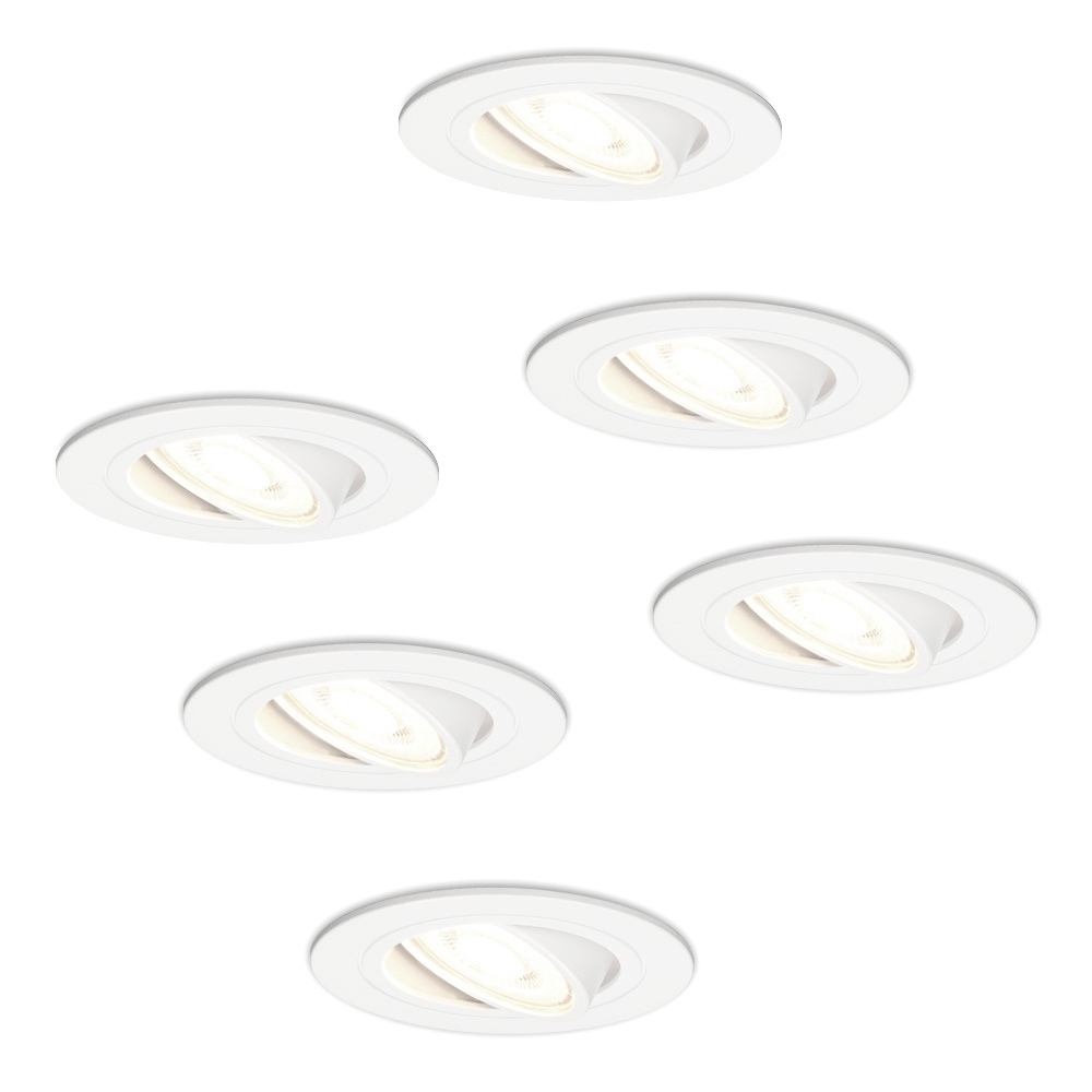 6x Pittsburg LED Inbouwspots - 4W 345lm - 4000K - Dimbaar Kantelbaar - Wit