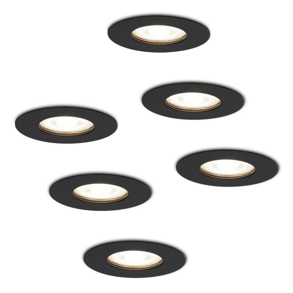6x Bari LED Inbouwspots - 4W 345lm - 4000K - GU10 - Rond - IP65 - Zwart