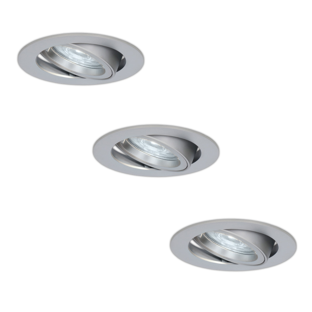 3x Jose LED Einbaustrahler - 4W 450 Lumen - 6500K - Schwenkbar - Edelstahl