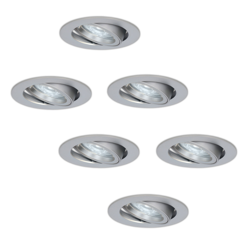 6x Jose LED Einbaustrahler - 4W 450 Lumen - 6500K - Schwenkbar - Edelstahl