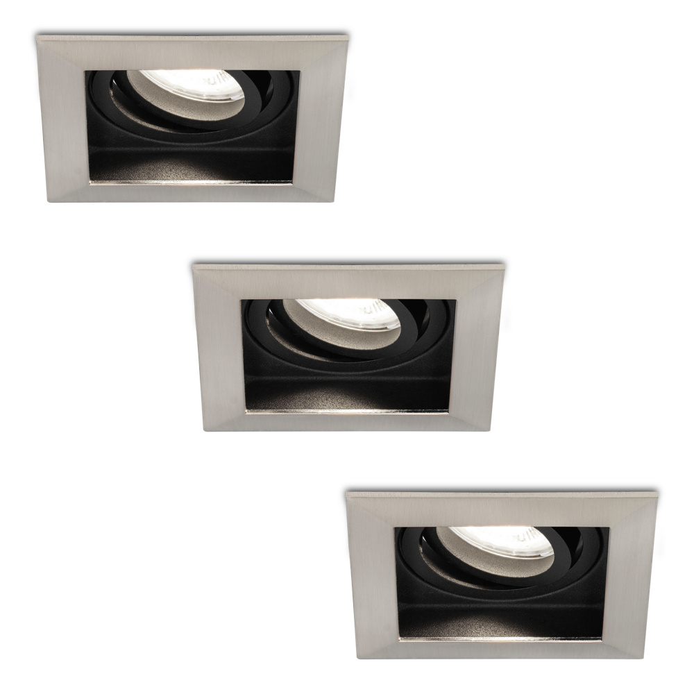 3x Durham LED Einbaustrahler Eckig - 4W 345lm - 6500K - GU10 - Dimmbar schwenkbar