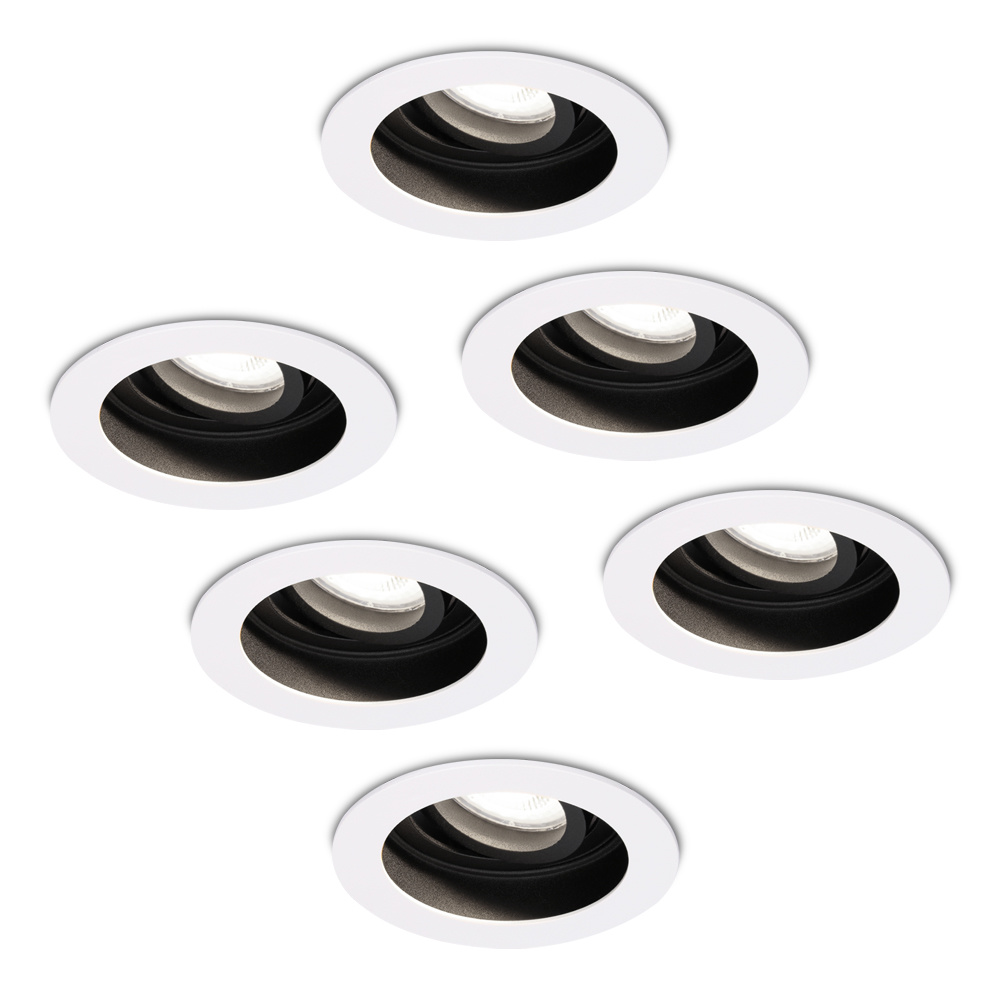 6x Laredo LED Inbouwspots - Verzonken - 4W 345lm - 6500K - IP20 - Kantelbaar - Wit
