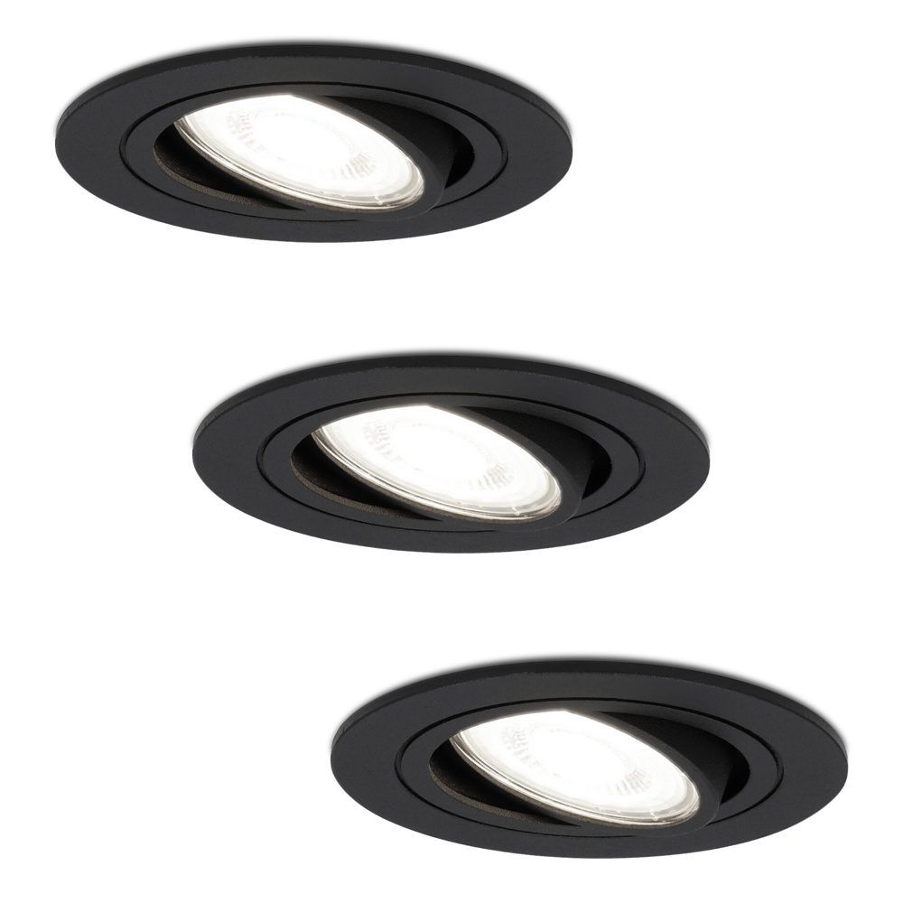 3x Miro LED Einbaustrahler - 4W 345lm - 6500K - Dimmbar Schwenkbar - Schwarz
