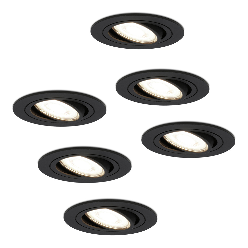 6x Miro LED Inbouwspots - 4W 345lm - 4000K - Dimbaar Kantelbaar - Zwart