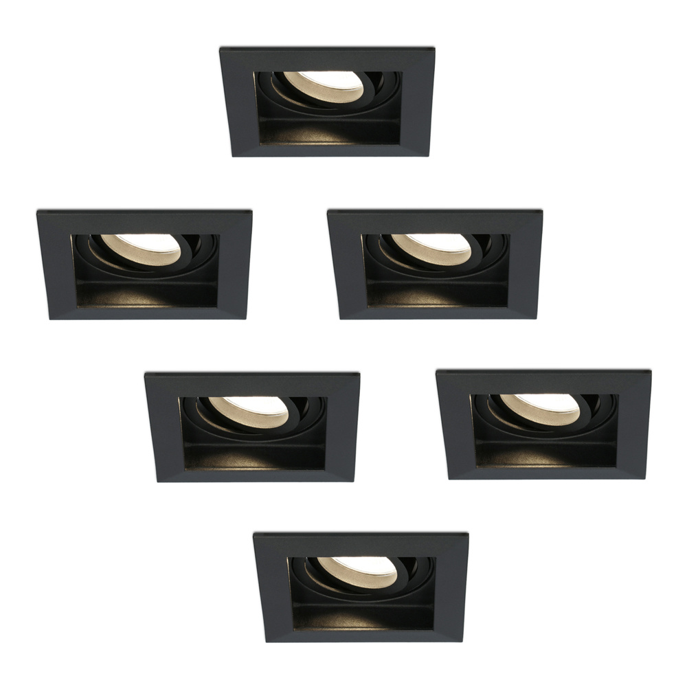 6x Durham LED Inbouwspots - 4W 345lm - 2700K - Kantelbaar - Zwart
