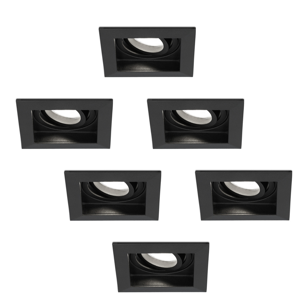 6x Durham LED Einbaustrahler Eckig - 4W 345lm - 6500K - Schwenkbar - Schwarz