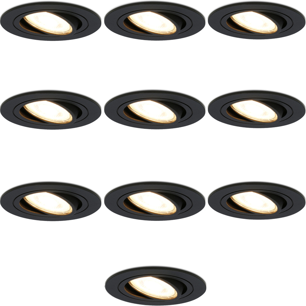 10x Miro LED Inbouwspot - 4W 345lm - 2700K - Dimbaar Kantelbaar - Zwart