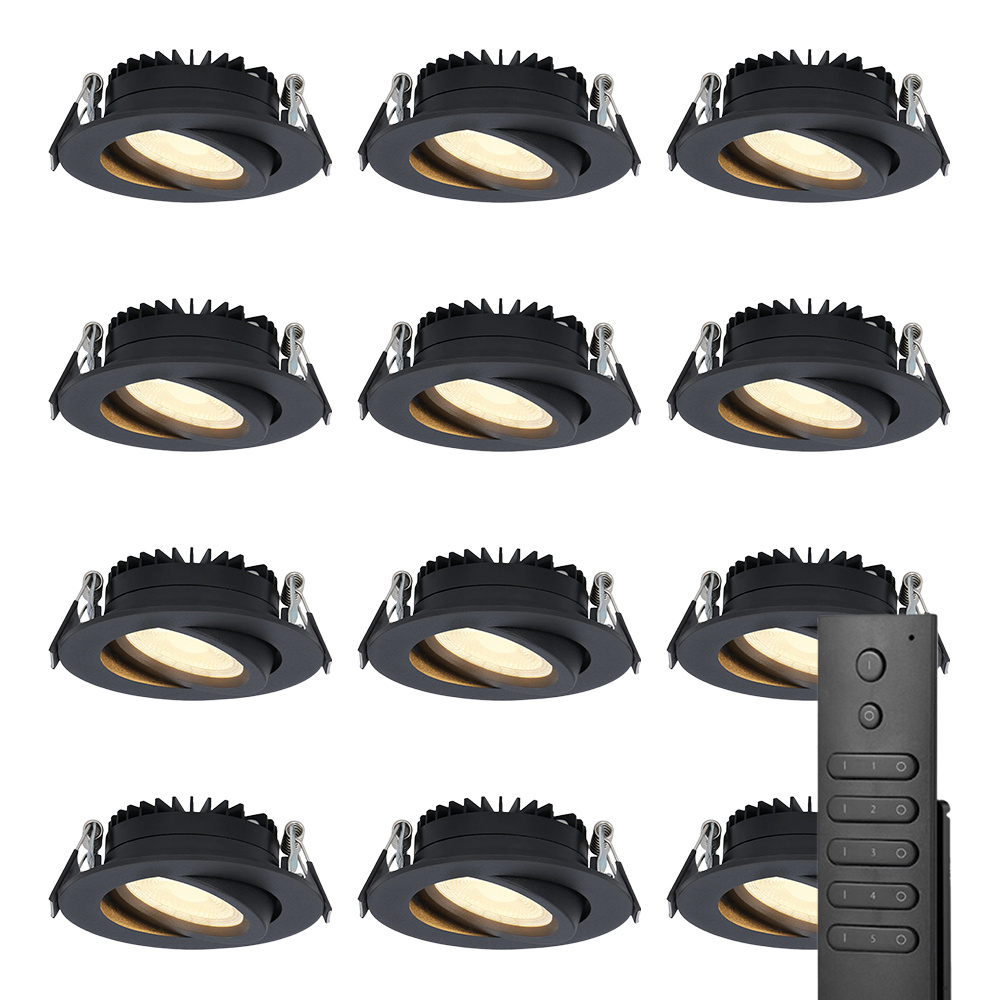 12x LED Einbaustrahler Rome - 6W 500lm - Schwenkbar - Dimmbar - 2700K - IP44