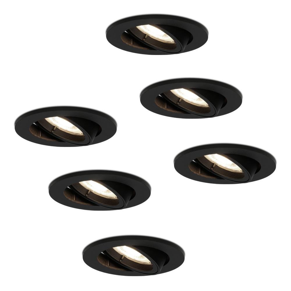 6x Oslo LED Inbouwspots - 4W 345 Lumen - 4000K - Kantelbaar - Zwart