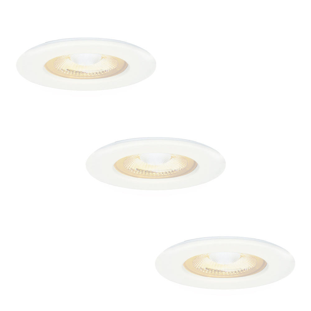 3x Nola LED Einbaustrahler flach - 5W 480lm - 2700K - IP65 - Weiß - Dimmbar