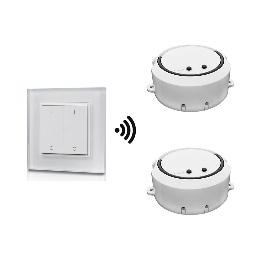 2x LED dimmer/ontvanger - Draadloos - Incl. frame met 2-kanaals drukknop - Max. 200W