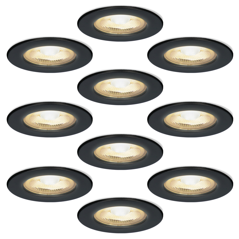 10x Nola LED Einbaustrahler - 5W 480 Lumen - 2700K - IP65 - Schwarz