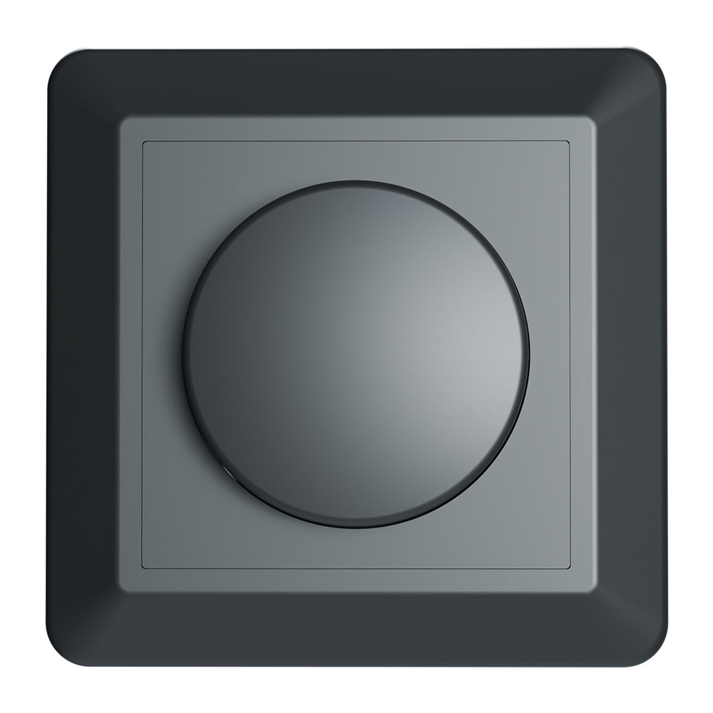Afdekmateriaal met Dimmer Button - voor LED dimmers - Druk/draaischakelaar - Zwart