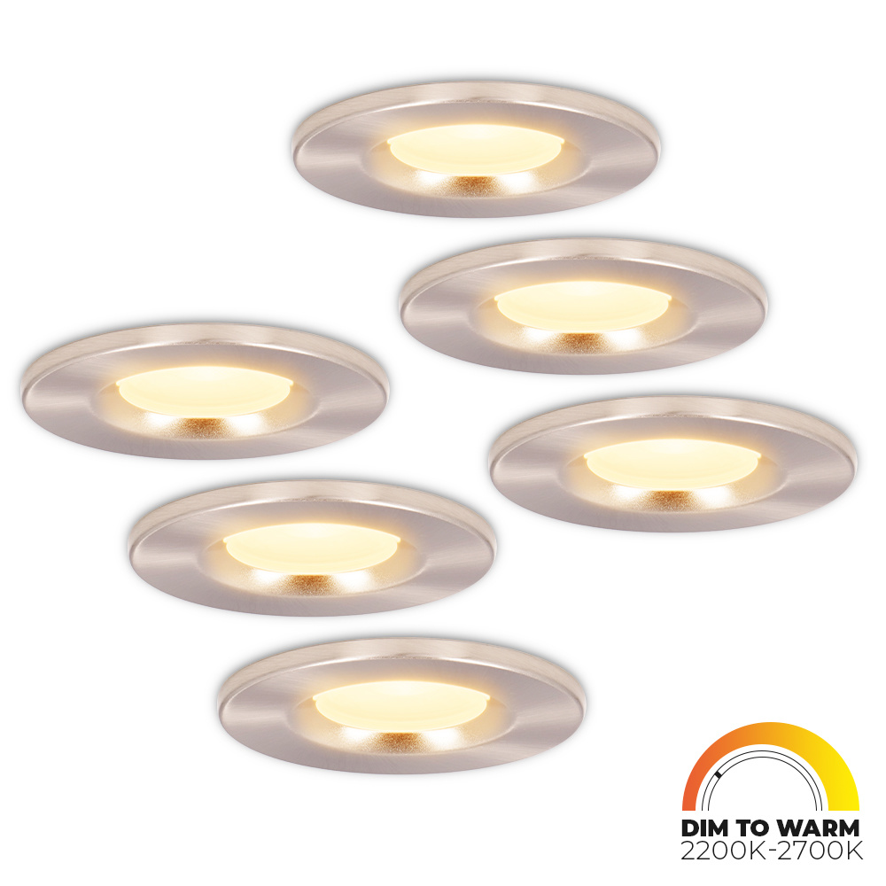 6x Venezia LED Inbouwspots - 6W 460lm - Dim to warm - IP65 - RVS