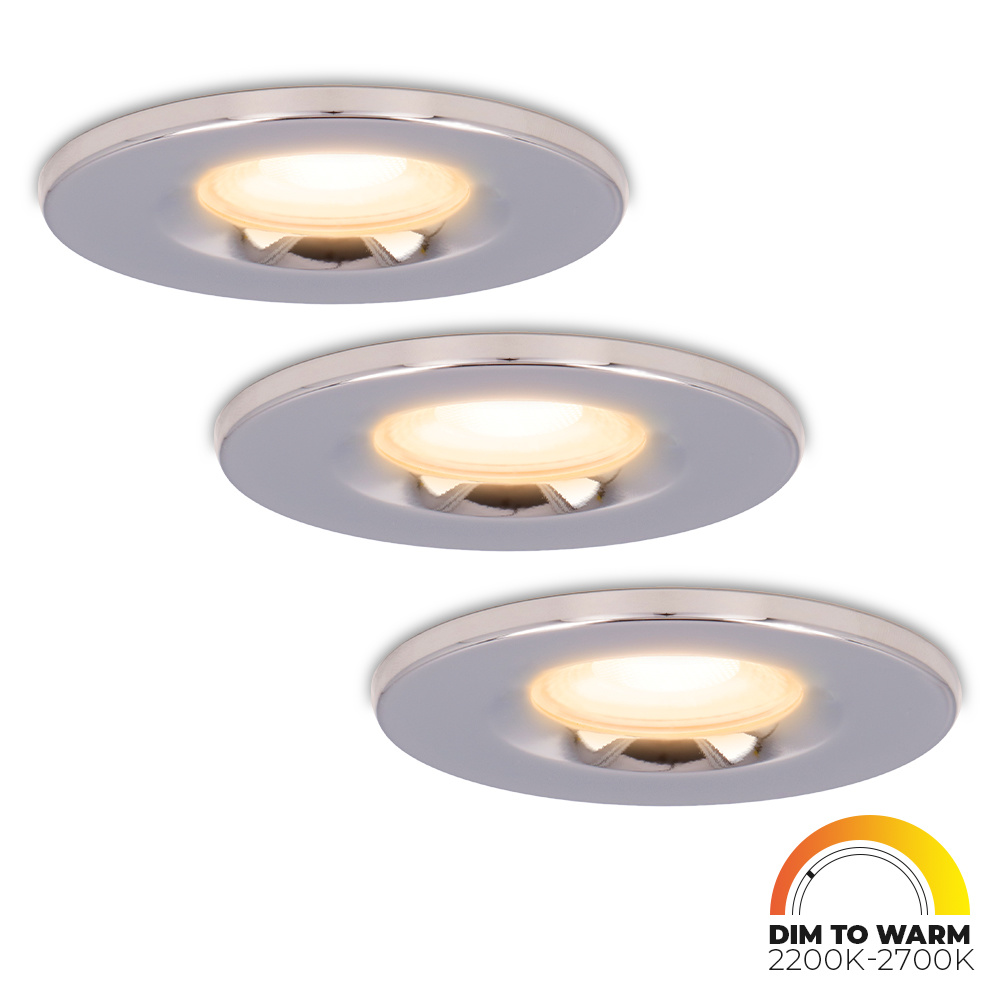 3x Venezia LED Inbouwspots - 6W 460lm - Dim to warm - IP65 - Chroom